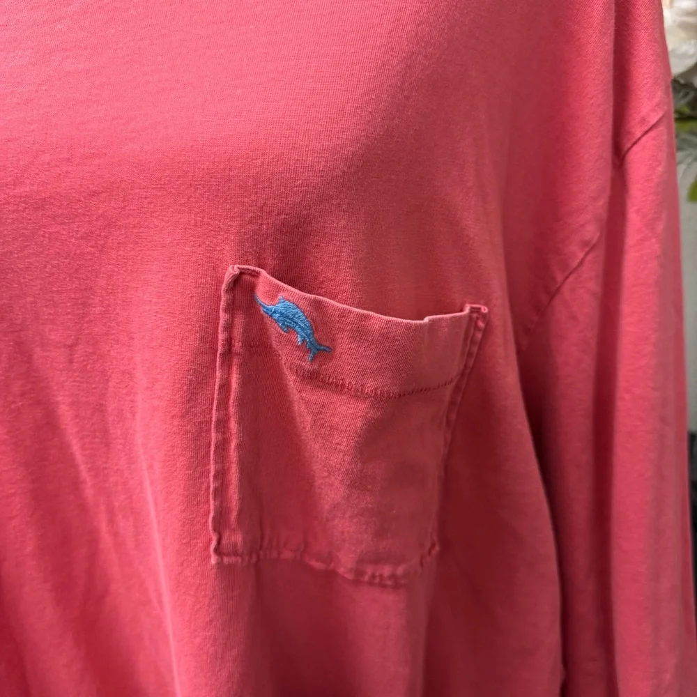 Tommy Bahama 2X Coral Pima Cotton Long Sleeve Pocket Tee Shirt Relaxed Fit - Picture 2 of 8